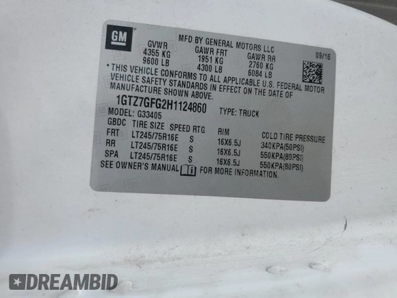 2017 GMC Savana Cargo z VIN 1GTZ7GFG2H1124860, wystawiony jako Copart lot #53899225 z przebiegiem 254 735 mil mil oraz Szkody całkowita. Historia ofert i sprzedaży dostępna na DreamBid. Obrazek 13.