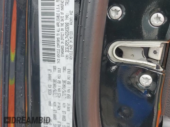2017 Ram 2500 Big Horn with VIN 3C6UR5ML7HG503208, listed as a Copart auction lot 58061085 with 80,803 mi miles and Salvage title. Bid and sale history available at DreamBid. Image 12.