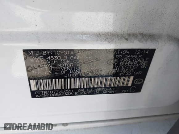 2015 Lexus GS 350 с VIN JTHBE1BL4FA007400, выставлен на аукционе IAAI как лот 42002610 с пробегом 183 620 миль миль и . История ставок и продаж доступна на DreamBid. Изображение 9.