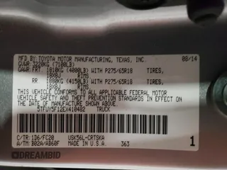 2014 Toyota Tundra 4WD Truck SR with VIN 5TFUY5F12EX410482, listed as a Copart auction lot 46003365 with 187,516 mi miles and Salvage Title. Bid and sale history available at carsss.com. Image 12.