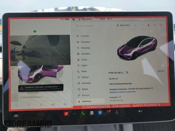 2023 Tesla Model 3 with VIN 5YJ3E1EA4PF642769, listed as a Copart auction lot 50648825 with 25,310 mi miles and Salvage title. Bid and sale history available at DreamBid. Image 9.