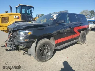 2018 Chevrolet Tahoe Commercial with VIN 1GNSKFEC3JR276928, listed as a Copart auction lot 48980425 with 50,206 mi miles and Salvage Title. Bid and sale history available at carsss.com. Image 1.