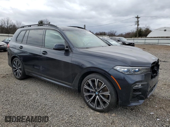 2021 BMW X7 M50i with VIN 5UXCX6C07M9F85315, listed as a Copart auction lot 42618465 with 17,742 mi miles and Salvage Title. Bid and sale history available at carsss.com. Image 4.