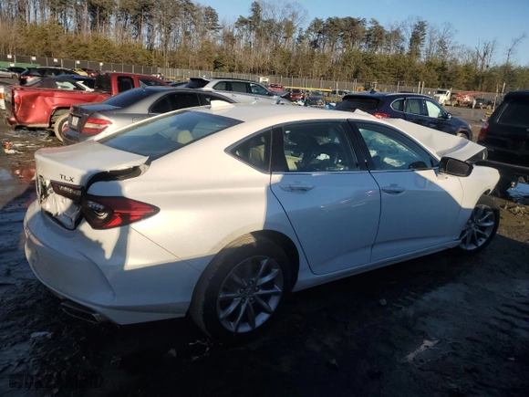2021 Acura TLX with VIN 19UUB5F39MA011428, listed as a Copart auction lot 89101765 with 0 mi miles and Salvage Title. Bid and sale history available at carsss.com. Image 3.