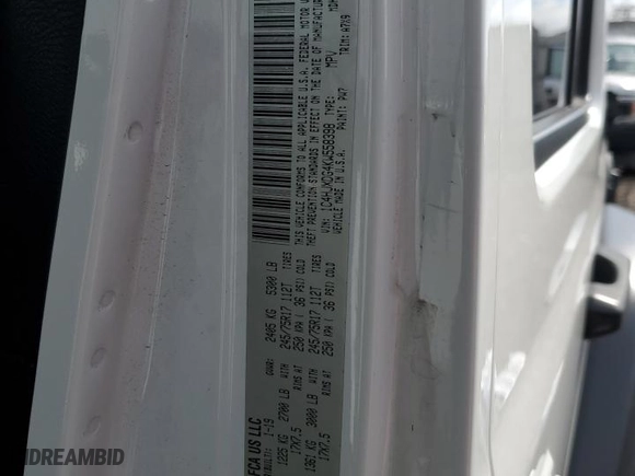 2019 Jeep Wrangler Unlimited Sport S with VIN 1C4HJXDG4KW558398, listed as a Copart auction lot 46604305 with 0 mi miles and Salvage Title. Bid and sale history available at carsss.com. Image 15.