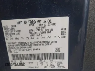 2014 Ford F-150 XL with VIN 1FTFW1EFXEFC89999, listed as a IAAI auction lot 41491284 with 98,569 mi miles. Bid and sale history available at carsss.com. Image 9.