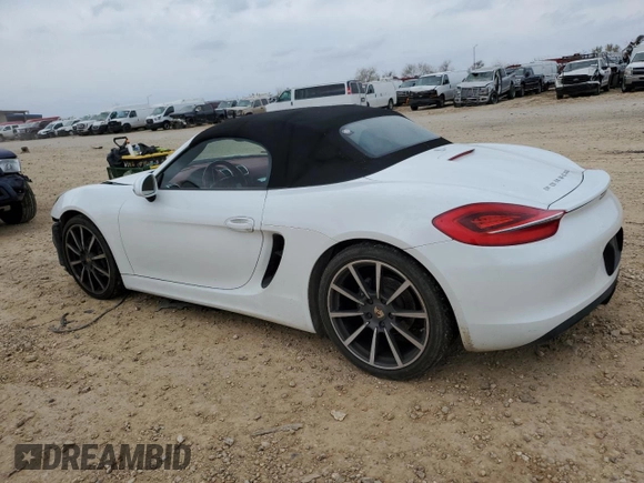 2013 Porsche Boxster с VIN WP0CA2A82DS113808, выставлен на аукционе Copart как лот 86105554 с пробегом 58 526 миль миль и Списание • Salvage title. История ставок и продаж доступна на DreamBid. Изображение 2.