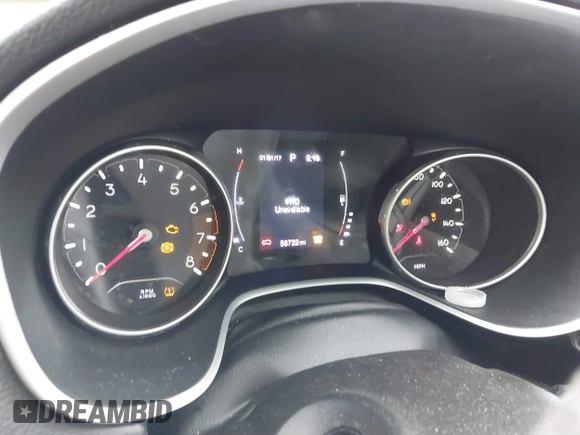2019 Jeep Compass Latitude with VIN 3C4NJDBB3KT689174, listed as a IAAI auction lot 41843137 with 56,722 mi miles. Bid and sale history available at carsss.com. Image 15.