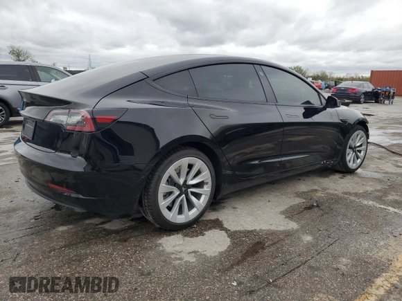 2022 Tesla Model 3 with VIN 5YJ3E1EA0NF186296, listed as a Copart auction lot 45711405 with 75,653 mi miles and Salvage Title. Bid and sale history available at DreamBid. Image 3.