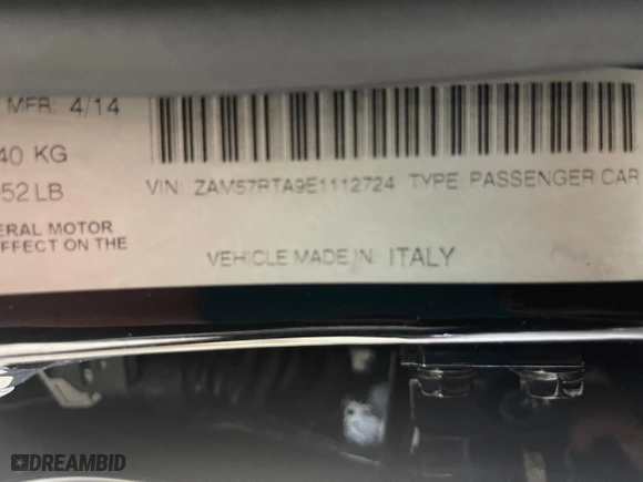 2014 Maserati Ghibli S Q4 with VIN ZAM57RTA9E1112724, listed as a Copart auction lot 41679455 with NaN miles and Salvage Title. Bid and sale history available at carsss.com. Image 10.
