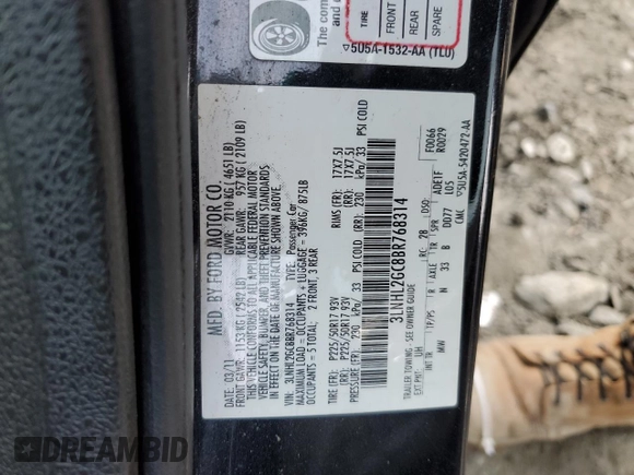 2011 Lincoln MKZ with VIN 3LNHL2GC8BR768314, listed as a Copart auction lot 57201675 with 250,784 mi miles and Non repairable. Bid and sale history available at DreamBid. Image 12.