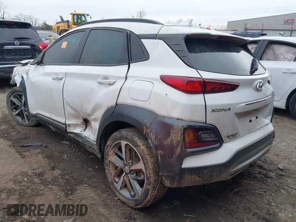 2021 Hyundai Kona Ultimate with VIN KM8K5CA58MU721649, listed as a IAAI auction lot 41215632 with 1 mi miles. Bid and sale history available at carsss.com. Image 3.