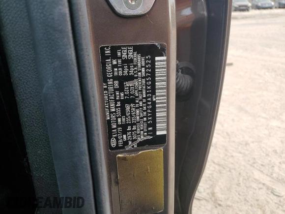 2019 Kia Sorento LX with VIN 5XYPG4A31KG572525, listed as a Copart auction lot 49711215 with 93,542 mi miles and Salvage Title. Bid and sale history available at DreamBid. Image 14.