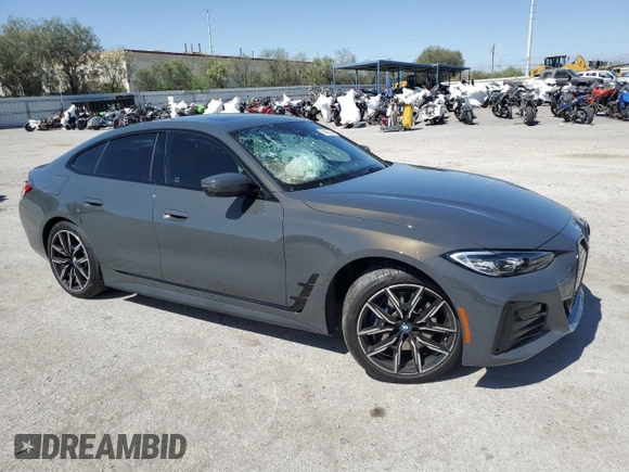2023 BMW i4 eDrive40 with VIN WBY73AW0XPFR26365, listed as a Copart auction lot 56900944 with 15,017 mi miles and Salvage Title. Bid and sale history available at carsss.com. Image 4.