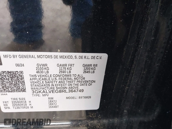 2024 GMC Terrain SLT с VIN 3GKALVEG8RL364749, выставлен на аукционе IAAI как лот 42397708 с пробегом 24 710 миль миль и . История ставок и продаж доступна на DreamBid. Изображение 9.