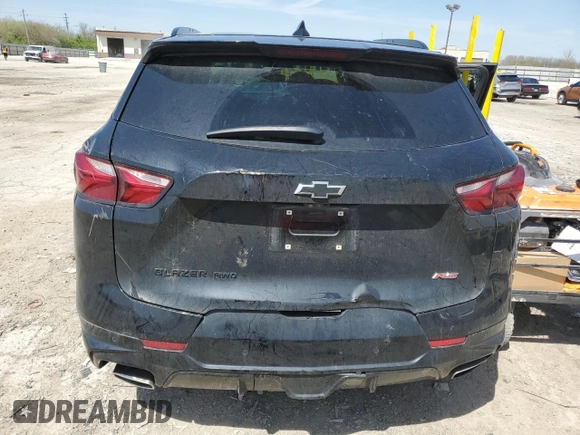 2019 Chevrolet Blazer RS with VIN 3GNKBJRS7KS634910, listed as a Copart auction lot 54093715 with 168,518 mi miles and Salvage title. Bid and sale history available at DreamBid. Image 6.