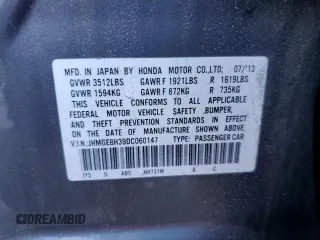 2013 Honda Fit with VIN JHMGE8H39DC060147, listed as a Copart auction lot 47957915 with 72,484 mi miles and Salvage Title. Bid and sale history available at carsss.com. Image 14.