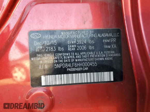 2017 Hyundai Elantra SE z VIN 5NPD84LF6HH000455, wystawiony jako Copart lot #52222985 z przebiegiem 158 278 mil mil oraz Szkoda całkowita • Salvage title. Historia ofert i sprzedaży dostępna na DreamBid. Obrazek 12.