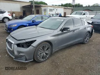 2020 Infiniti Q50 Luxe with VIN JN1EV7AP1LM205936, listed as a Copart auction lot 63740685 with 75,900 mi miles and Salvage title. Bid and sale history available at DreamBid. Image 1.