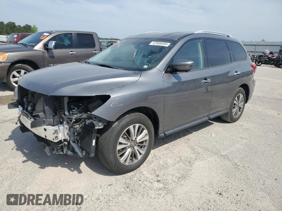 2019 Nissan Pathfinder S z VIN 5N1DR2MNXKC605066, wystawiony jako Copart lot #52806895 z przebiegiem 123 017 mil mil oraz Szkoda całkowita • Salvage title. Historia ofert i sprzedaży dostępna na DreamBid. Obrazek 1.