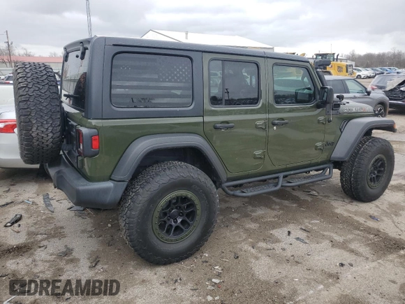 2021 Jeep Wrangler Unlimited Willys with VIN 1C4HJXDG2MW563201, listed as a Copart auction lot 50156305 with 33,372 mi miles and Salvage title. Bid and sale history available at DreamBid. Image 3.