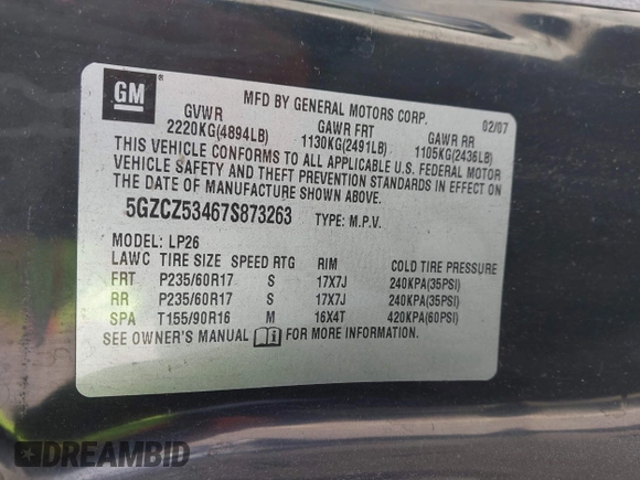 2007 Saturn VUE V6 z VIN 5GZCZ53467S873263, wystawiony jako IAAI lot #42253824 z przebiegiem 157 810 mil mil oraz . Historia ofert i sprzedaży dostępna na DreamBid. Obrazek 9.