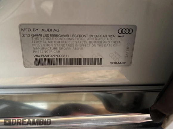 2014 Audi A8 3.0L TDI with VIN WAURMAFD2EN003811, listed as a Copart auction lot 61867575 with 120,705 mi miles and Clean title. Bid and sale history available at DreamBid. Image 10.