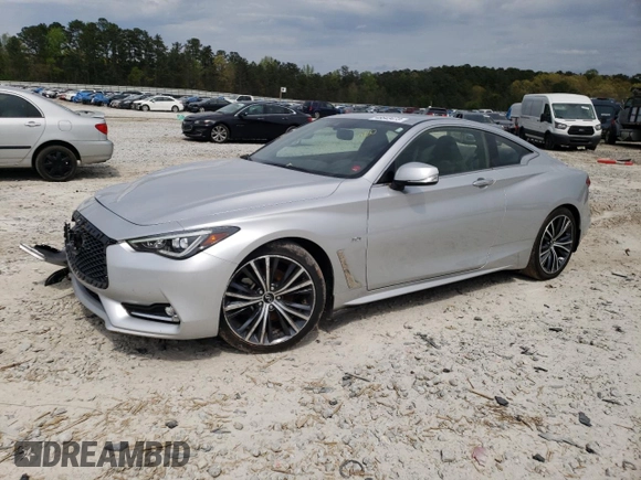 2020 Infiniti Q60 Luxe with VIN JN1EV7EKXLM340167, listed as a Copart auction lot 46643473 with 28,966 mi miles and . Bid and sale history available at carsss.com. Image 1.