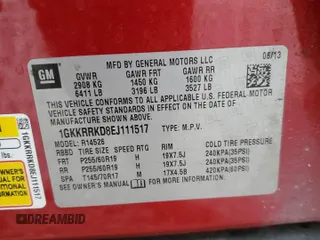 2014 GMC Acadia SLT z VIN 1GKKRRKD8EJ111517, wystawiony jako Copart lot #47087245 z przebiegiem 267 894 mil mil oraz Szkoda całkowita • Salvage title. Historia ofert i sprzedaży dostępna na DreamBid. Obrazek 13.