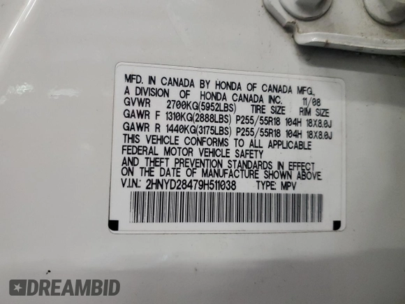 2009 Acura MDX Technology with VIN 2HNYD28479H511038, listed as a Copart auction lot 86165624 with 291,836 mi miles and Salvage Title. Bid and sale history available at DreamBid. Image 13.