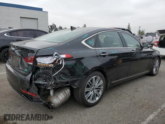 2018 Genesis G80 3.8L with VIN KMHGN4JE5JU238787, listed as a Copart auction lot 62377095 with 71,405 mi miles and Salvage title. Bid and sale history available at DreamBid. Image 3.