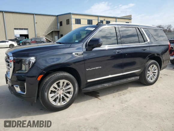 2021 GMC Yukon SLT with VIN 1GKS2BKD7MR199116, listed as a Copart auction lot 45635135 with 58,069 mi miles and Salvage Title. Bid and sale history available at carsss.com. Image 1.
