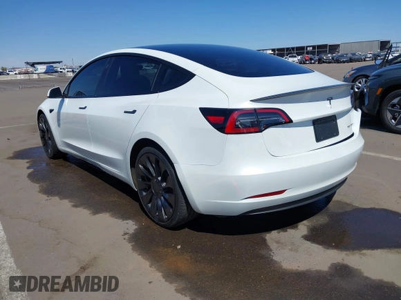 2023 Tesla Model 3 Performance z VIN 5YJ3E1EC7PF432748, wystawiony jako IAAI lot #41841913 z przebiegiem 36 043 mil mil oraz . Historia ofert i sprzedaży dostępna na DreamBid. Obrazek 3.