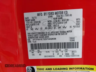 2013 Ford F-150 XL with VIN 1FTFW1ET2DFA02658, listed as a IAAI auction lot 42098151 with 146,953 mi miles and . Bid and sale history available at carsss.com. Image 9.