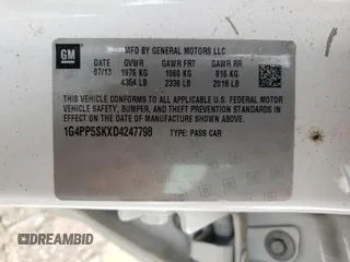 2013 Buick Verano with VIN 1G4PP5SKXD4247798, listed as a Copart auction lot 53808045 with 118,287 mi miles and Salvage title. Bid and sale history available at DreamBid. Image 12.
