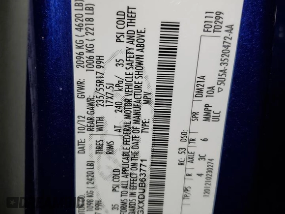 2013 Ford Escape SE with VIN 1FMCU0GXXDUB63771, listed as a Copart auction lot 49611075 with 119,727 mi miles and Salvage Title. Bid and sale history available at carsss.com. Image 13.