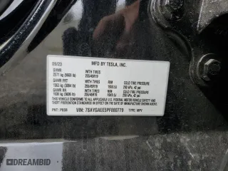 2023 Tesla Model Y Long Range with VIN 7SAYGAEE5PF880779, listed as a Copart auction lot 50777585 with 22,135 mi miles and Salvage Title. Bid and sale history available at carsss.com. Image 14.