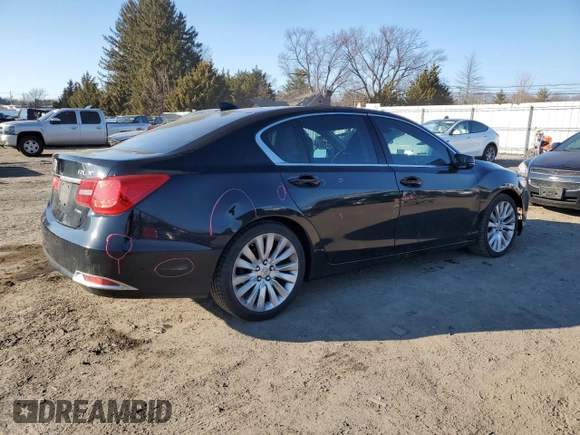2014 Acura RLX Advance with VIN JH4KC1F95EC003685, listed as a Copart auction lot 46854265 with 145,250 mi miles and Salvage Title. Bid and sale history available at DreamBid. Image 3.