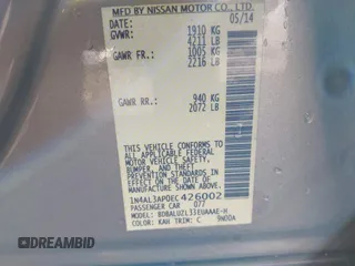 2014 Nissan Altima SV with VIN 1N4AL3AP0EC426002, listed as a IAAI auction lot 41759281 with 106,790 mi miles and . Bid and sale history available at DreamBid. Image 9.