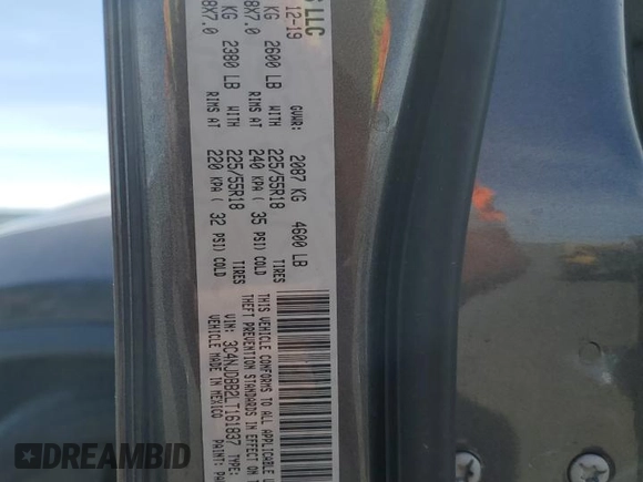 2020 Jeep Compass Latitude z VIN 3C4NJDBB2LT161837, wystawiony jako Copart lot #57730035 z przebiegiem 37 689 mil mil oraz Szkoda całkowita • Salvage title. Historia ofert i sprzedaży dostępna na DreamBid. Obrazek 13.
