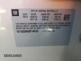 2013 Chevrolet Malibu LT with VIN 1G11C5SAXDF146125, listed as a Copart auction lot 51122775 with 136,426 mi miles and Salvage Title. Bid and sale history available at DreamBid. Image 12.