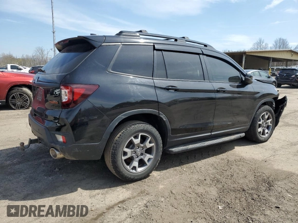 2022 Honda Passport TrailSport with VIN 5FNYF8H62NB029873, listed as a Copart auction lot 53582655 with 50,246 mi miles and Salvage Title. Bid and sale history available at DreamBid. Image 3.