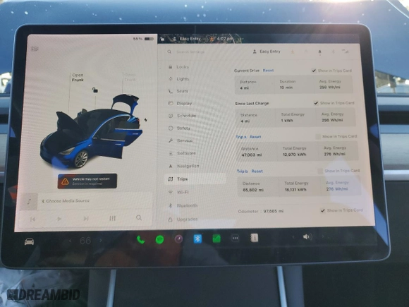 2019 Tesla Model 3 Long Range with VIN 5YJ3E1EB8KF406613, listed as a Copart auction lot 45792945 with 97,665 mi miles and Salvage Title. Bid and sale history available at carsss.com. Image 9.