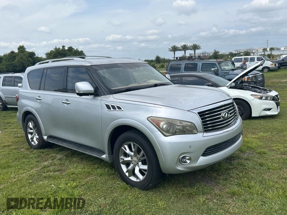 2011 Infiniti QX56 7-passenger with VIN JN8AZ2NF5B9501407, listed as a Copart auction lot 54362915 with 169,663 mi miles and Clean Title. Bid and sale history available at carsss.com. Image 1.