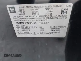 2017 GMC Terrain Denali z VIN 2GKALREK9H6138959, wystawiony jako IAAI lot #41798165 z przebiegiem 131 164 mil mil oraz . Historia ofert i sprzedaży dostępna na DreamBid. Obrazek 9.