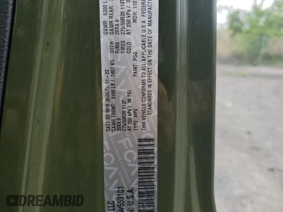 2023 Jeep Wrangler Sahara z VIN 1C4JJXP62PW553101, wystawiony jako Copart lot #56935165 z przebiegiem 28 157 mil mil oraz Szkoda całkowita • Salvage title. Historia ofert i sprzedaży dostępna na DreamBid. Obrazek 12.
