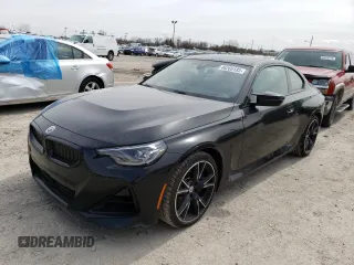 2023 BMW 2 Series M240i xDrive with VIN 3MW53CM03P8D10889, listed as a Copart auction lot 46265183 with 199 mi miles. Bid and sale history available at carsss.com. Image 1.