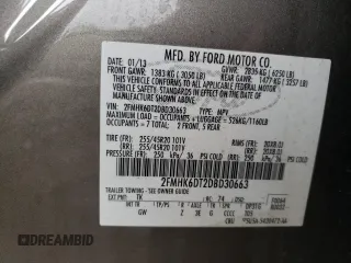 2013 Ford Flex Limited w/EcoBoost with VIN 2FMHK6DT2DBD30663, listed as a Copart auction lot 45788425 with 100,855 mi miles and Salvage Title. Bid and sale history available at carsss.com. Image 13.