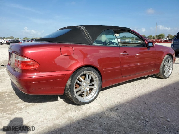 2000 Mercedes-Benz CLK-Class with VIN WDBLK65G6YT047493, listed as a Copart auction lot 51683485 with 76,790 mi miles and Clean Title. Bid and sale history available at carsss.com. Image 3.