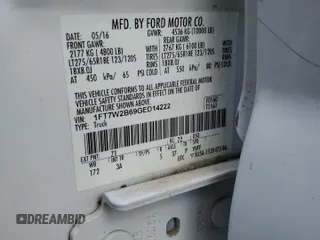2016 Ford F-250 Lariat with VIN 1FT7W2B69GED14222, listed as a Copart auction lot 56658305 with Not provided miles and Salvage title. Bid and sale history available at DreamBid. Image 13.